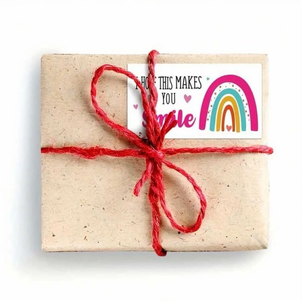 Bundle Package Rainbow Smile Cards 25pc and Stickers Roll 300pc of your choice